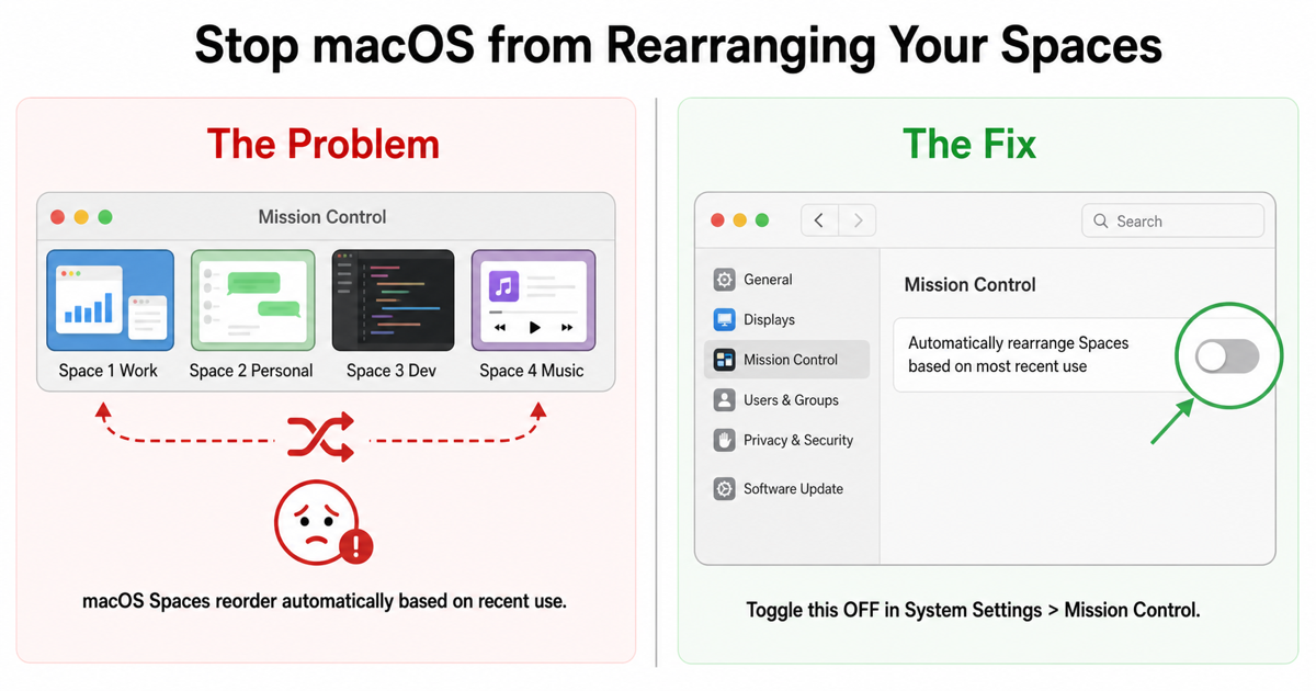 How to stop macOS from rearranging Spaces automatically