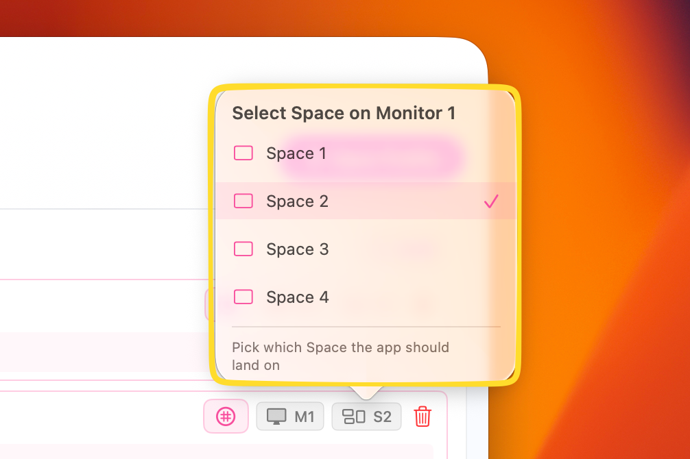 Pinning an app to a specific Space